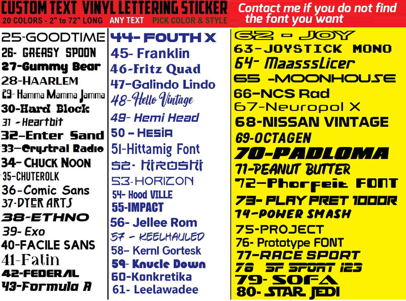 Custom Text Vinyl Lettering Sticker Decal Personalized -ANY TEXT - ANY NAME - [2 gallery