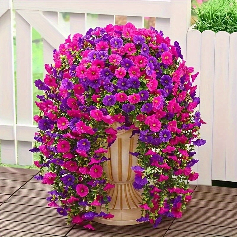 4PCS Artificial Morning Glory Vines UV Resistant Hanging Flowers Outdoor Decor gallery