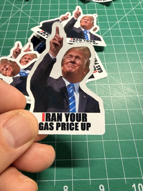 Trump “IRAN YOUR GAS PRICE UP” Stickers -10pc- Decals Car Gas Station Pump gallery