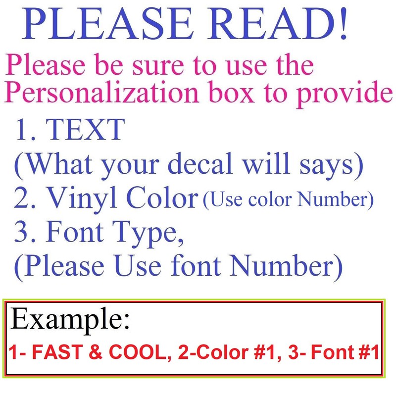 Custom Text Vinyl Lettering Sticker Decal Personalized -ANY TEXT - ANY NAME - [2 gallery