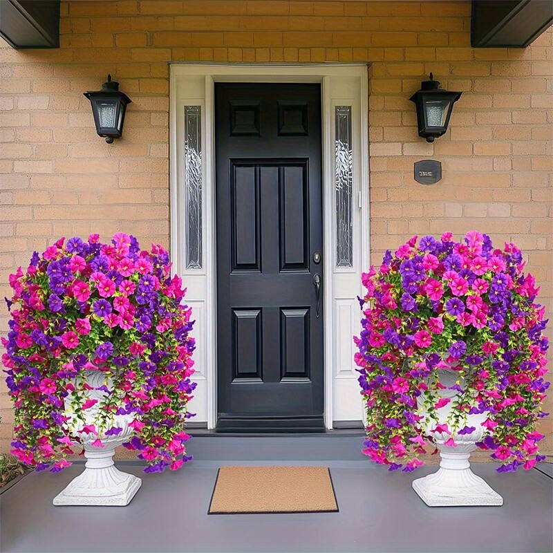 4PCS Artificial Morning Glory Vines UV Resistant Hanging Flowers Outdoor Decor gallery